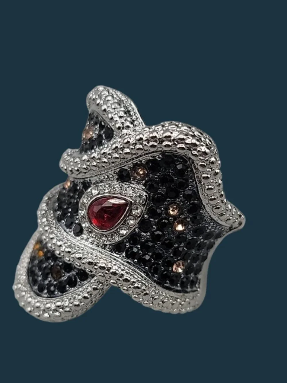 Vintage Twisted Geometric Ring / Elegant Water Drop Crystal CZ Ring Size 10